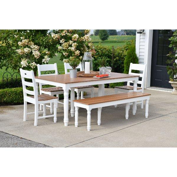 72” Farm House Dining Table Set with 6 Farm House Dining Chairs - The Charming Bench Company