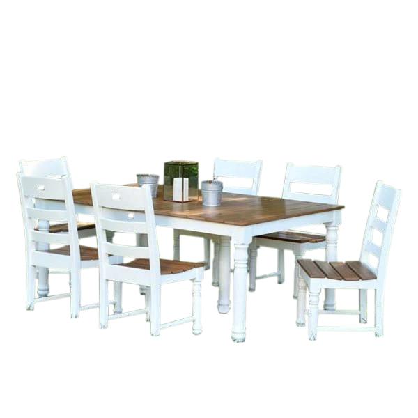 72” Farm House Dining Table Set with 6 Farm House Dining Chairs - The Charming Bench Company