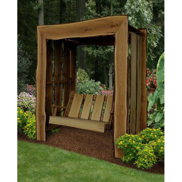 A &amp; L Furniture Appalachian Arbor with Timberland Swing with Rope Porch Swing Stands 5ft / Unfinished