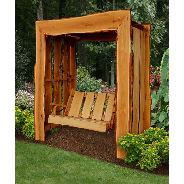 A &amp; L Furniture Appalachian Arbor with Timberland Swing with Rope Porch Swing Stands 5ft / Unfinished