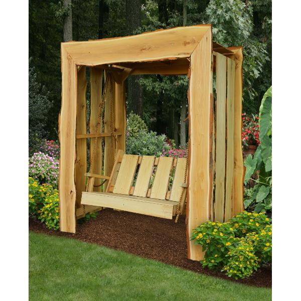 A &amp; L Furniture Appalachian Arbor with Timberland Swing with Rope Porch Swing Stands 5ft / Unfinished