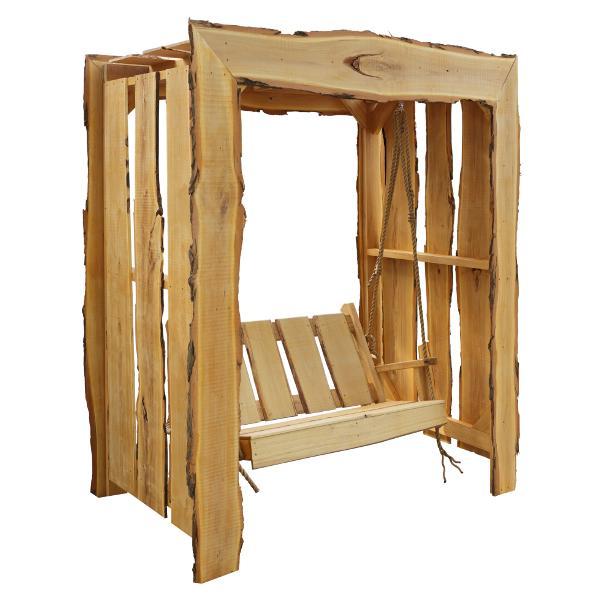 A &amp; L Furniture Appalachian Arbor with Timberland Swing with Rope Porch Swing Stands 5ft / Unfinished