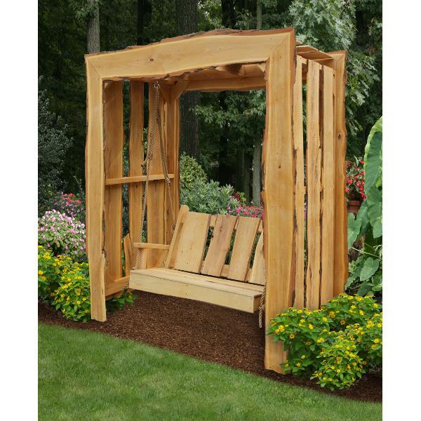 A &amp; L Furniture Appalachian Arbor with Timberland Swing with Rope Porch Swing Stands 5ft / Unfinished