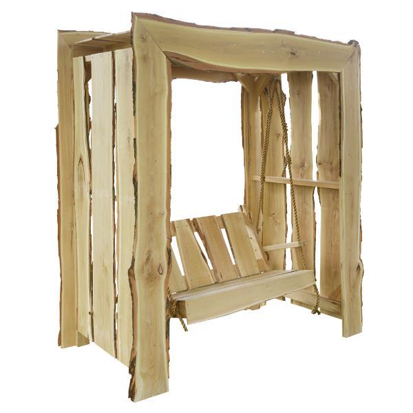 A &amp; L Furniture Appalachian Arbor with Timberland Swing with Rope Porch Swing Stands 5ft / Unfinished