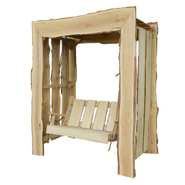 A &amp; L Furniture Appalachian Arbor with Timberland Swing with Rope Porch Swing Stands 5ft / Unfinished
