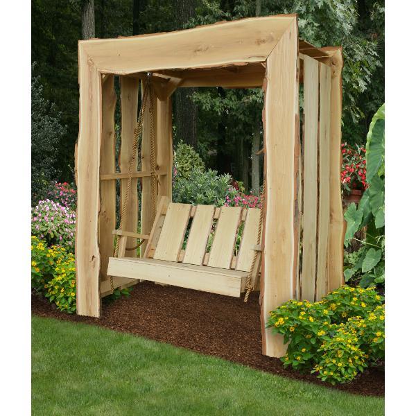 A &amp; L Furniture Appalachian Arbor with Timberland Swing with Rope Porch Swing Stands 5ft / Unfinished