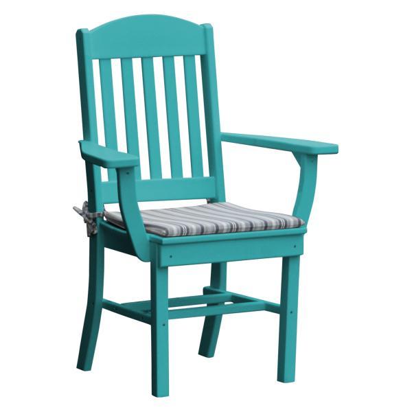 A &amp; L Furniture Classic Dining Chair w/ Arms Outdoor Chairs Aruba Blue