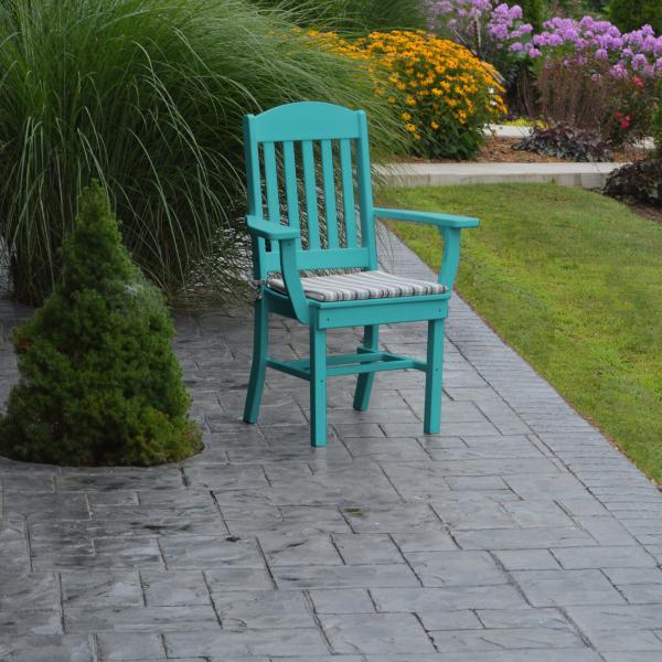 A &amp; L Furniture Classic Dining Chair w/ Arms Outdoor Chairs Aruba Blue