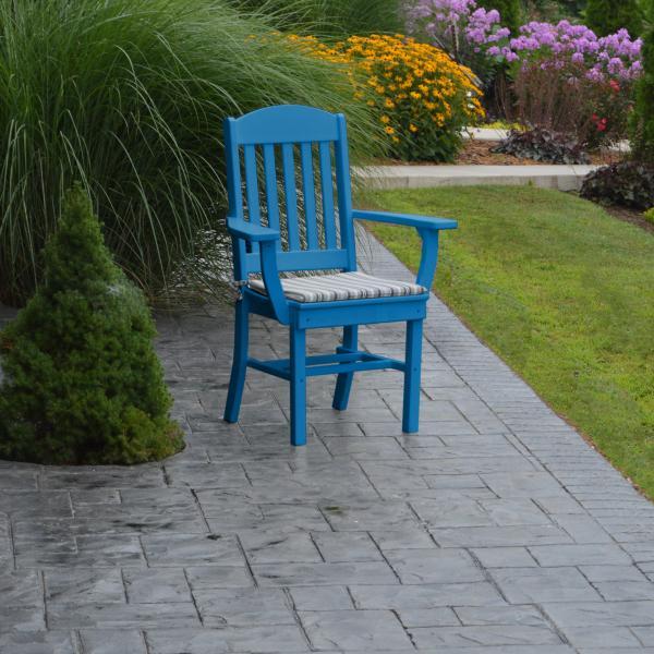 A &amp; L Furniture Classic Dining Chair w/ Arms Outdoor Chairs Aruba Blue