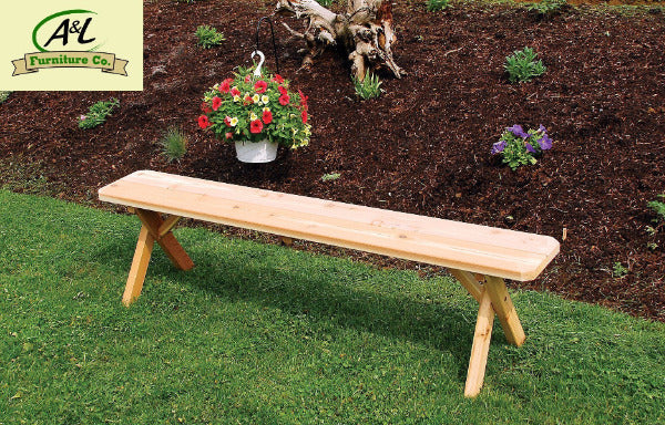 A &amp; L Furniture Cross Leg Cedar Picnic Bench Picnic Bench 6ft / Unfinished