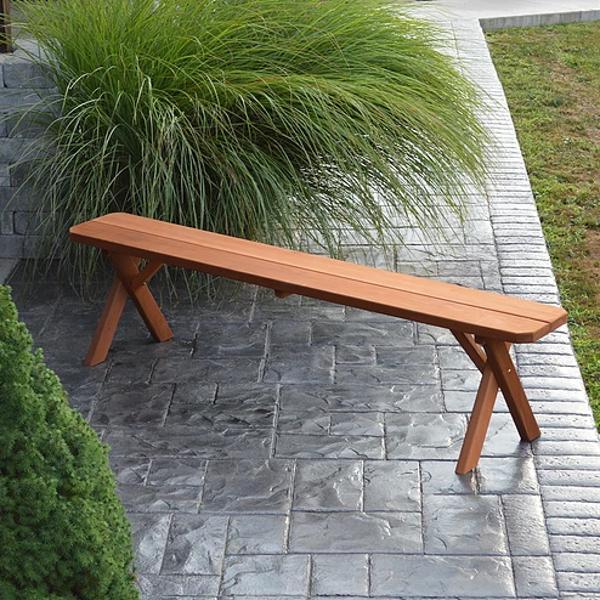 A &amp; L Furniture Cross Leg Cedar Picnic Bench Picnic Bench 6ft / Unfinished