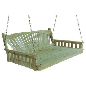 A & L Furniture Fanback Yellow Pine 6ft Swing Bed Swing Beds 6ft / Unfinished / No