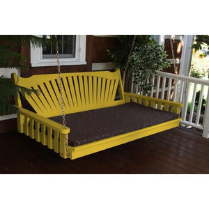A & L Furniture Fanback Yellow Pine Swing Bed Swing Beds 4ft / Unfinished / No