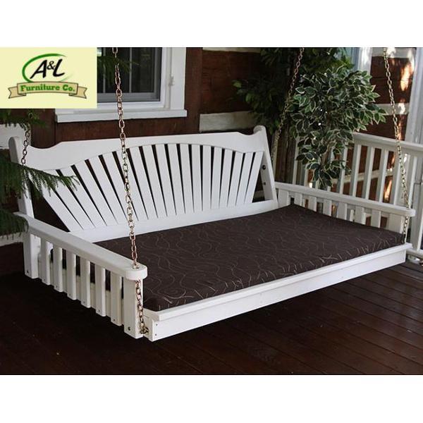 A &amp; L Furniture Fanback Yellow Pine Swing Bed Swing Beds 4ft / Unfinished / No