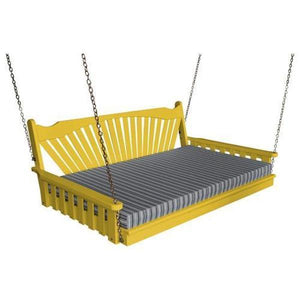 A & L Furniture Fanback Yellow Pine Swing Bed Swing Beds 4ft / Unfinished / No