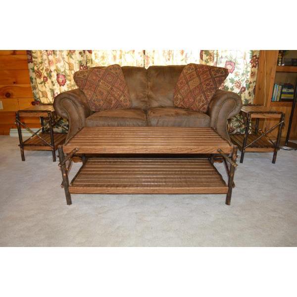 A &amp; L Furniture Hickory Coffee Table with Shelf Table Rustic Hickory