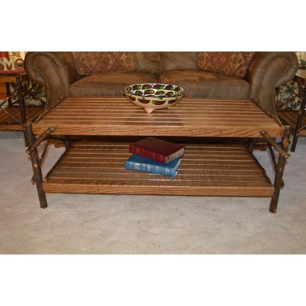 A &amp; L Furniture Hickory Coffee Table with Shelf Table Rustic Hickory