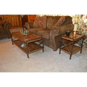 A & L Furniture Hickory Coffee Table with Shelf Table Rustic Hickory