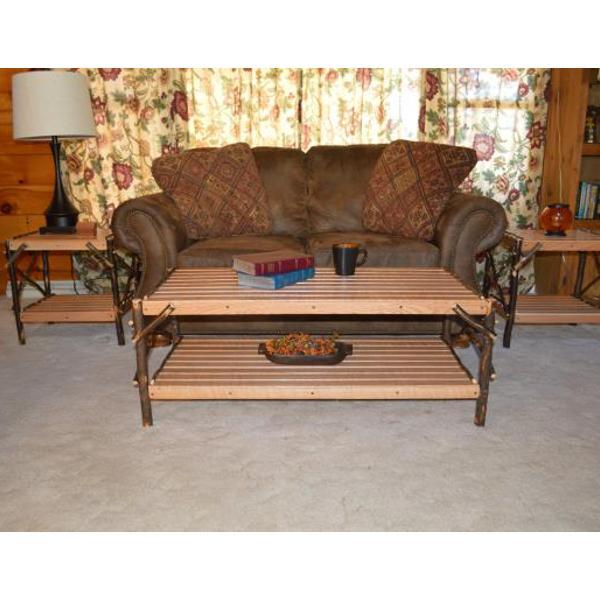A &amp; L Furniture Hickory Coffee Table with Shelf Table Rustic Hickory