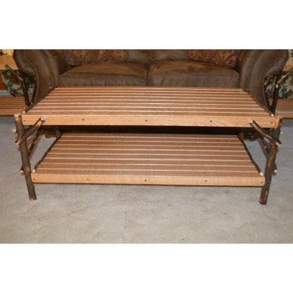 A &amp; L Furniture Hickory Coffee Table with Shelf Table Rustic Hickory