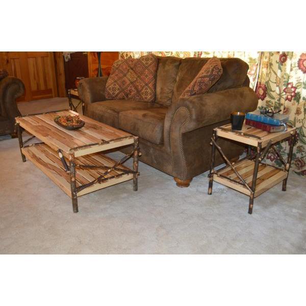 A &amp; L Furniture Hickory Coffee Table with Shelf Table Rustic Hickory
