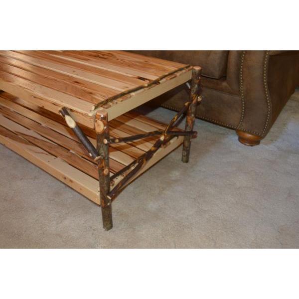 A &amp; L Furniture Hickory Coffee Table with Shelf Table Rustic Hickory