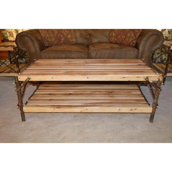 A &amp; L Furniture Hickory Coffee Table with Shelf Table Rustic Hickory