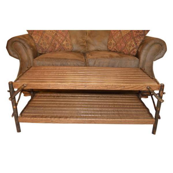 A &amp; L Furniture Hickory Coffee Table with Shelf Table Rustic Hickory