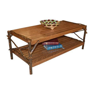 A & L Furniture Hickory Coffee Table with Shelf Table Rustic Hickory