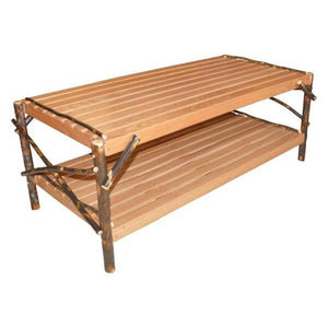 A & L Furniture Hickory Coffee Table with Shelf Table Rustic Hickory
