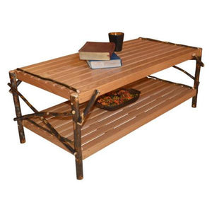 A & L Furniture Hickory Coffee Table with Shelf Table Rustic Hickory