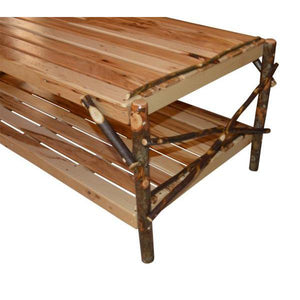 A & L Furniture Hickory Coffee Table with Shelf Table Rustic Hickory