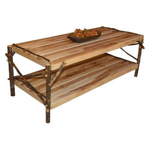 A & L Furniture Hickory Coffee Table with Shelf Table Rustic Hickory