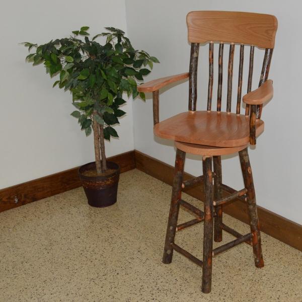 A &amp; L Furniture Hickory Panel Back Swivel Barchair Outdoor Chairs Natural