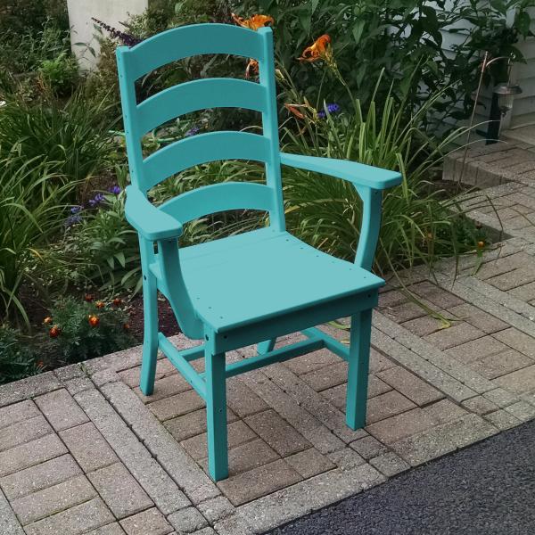 A &amp; L Furniture Ladderback Dining Chair w/ Arms Outdoor Chairs Aruba Blue