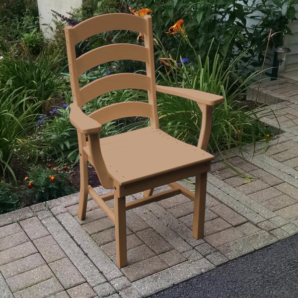A &amp; L Furniture Ladderback Dining Chair w/ Arms Outdoor Chairs Aruba Blue