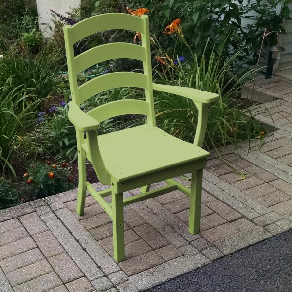 A &amp; L Furniture Ladderback Dining Chair w/ Arms Outdoor Chairs Aruba Blue