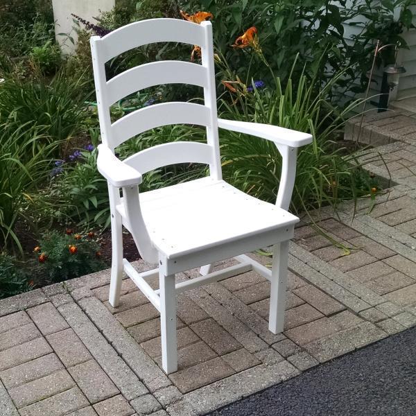 A &amp; L Furniture Ladderback Dining Chair w/ Arms Outdoor Chairs Aruba Blue