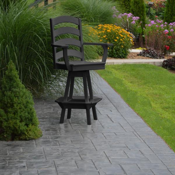 A &amp; L Furniture Ladderback Swivel Bar Chair w/ Arms Outdoor Chairs Aruba Blue