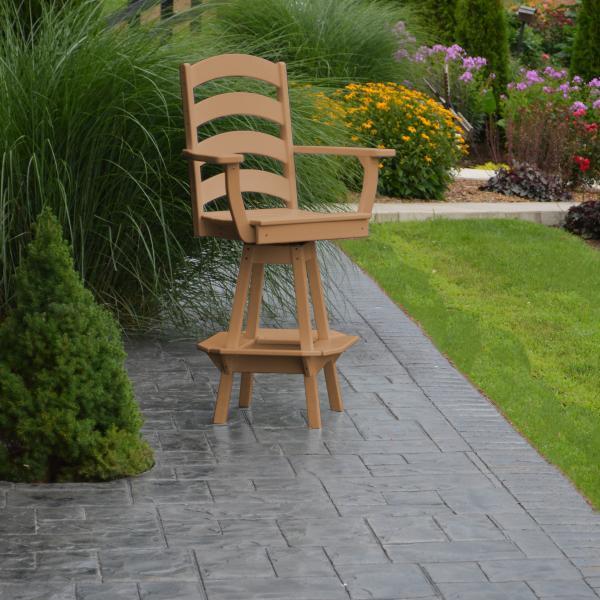 A &amp; L Furniture Ladderback Swivel Bar Chair w/ Arms Outdoor Chairs Aruba Blue