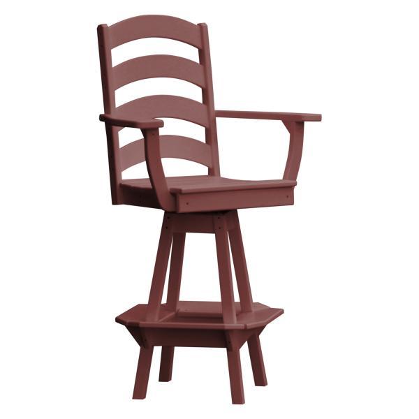A &amp; L Furniture Ladderback Swivel Bar Chair w/ Arms Outdoor Chairs Aruba Blue