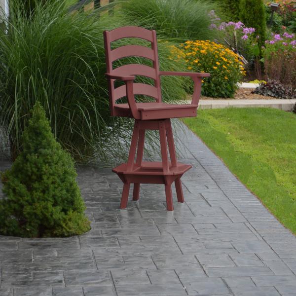 A &amp; L Furniture Ladderback Swivel Bar Chair w/ Arms Outdoor Chairs Aruba Blue