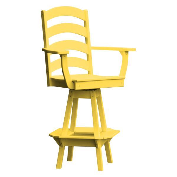 A &amp; L Furniture Ladderback Swivel Bar Chair w/ Arms Outdoor Chairs Aruba Blue
