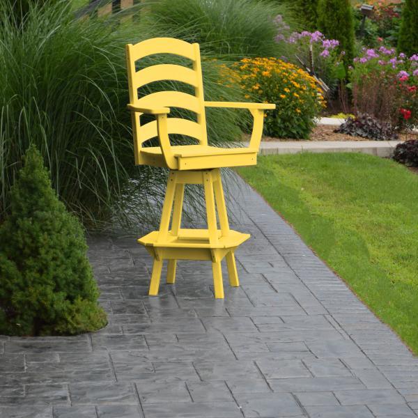 A &amp; L Furniture Ladderback Swivel Bar Chair w/ Arms Outdoor Chairs Aruba Blue