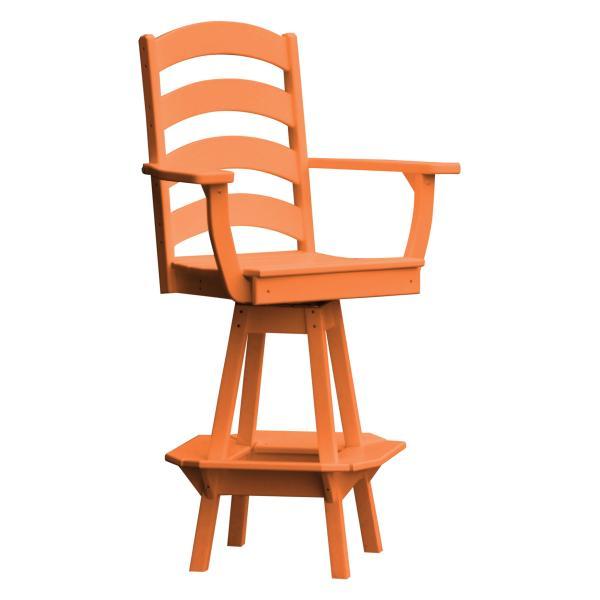 A &amp; L Furniture Ladderback Swivel Bar Chair w/ Arms Outdoor Chairs Aruba Blue