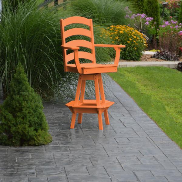 A &amp; L Furniture Ladderback Swivel Bar Chair w/ Arms Outdoor Chairs Aruba Blue