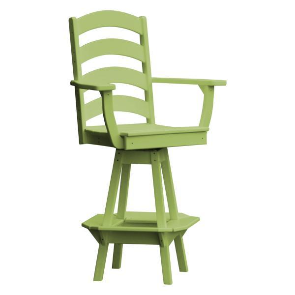 A &amp; L Furniture Ladderback Swivel Bar Chair w/ Arms Outdoor Chairs Aruba Blue