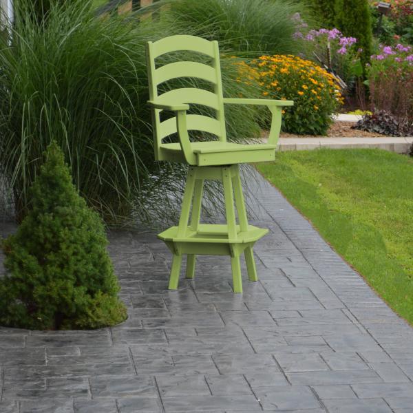 A &amp; L Furniture Ladderback Swivel Bar Chair w/ Arms Outdoor Chairs Aruba Blue