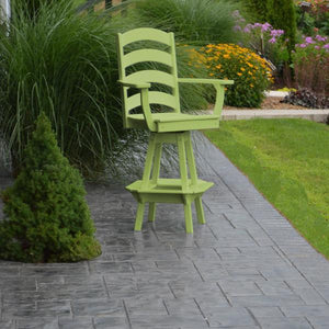 A & L Furniture Ladderback Swivel Bar Chair w/ Arms Outdoor Chairs Aruba Blue