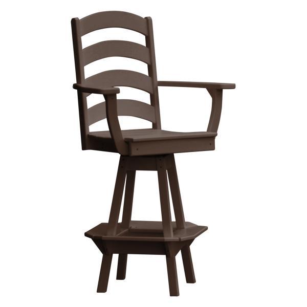 A &amp; L Furniture Ladderback Swivel Bar Chair w/ Arms Outdoor Chairs Aruba Blue